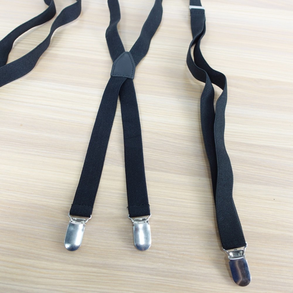 Suspender Mens Black Clip On X Back Braces Formal Adjustable Strap Stretch