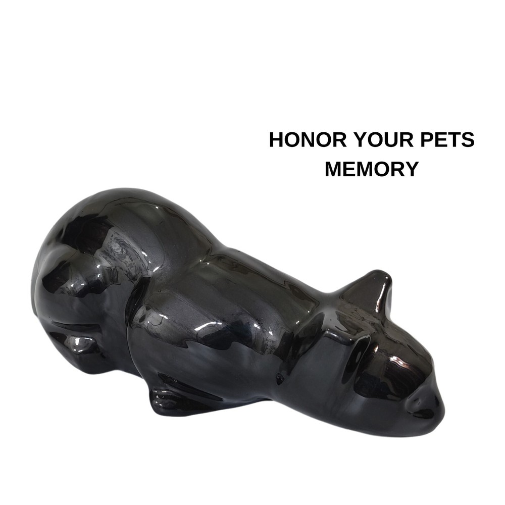 Cat Memorial Urn, Beautiful Container for Ashes - Cremation Keepsake urn BLACK