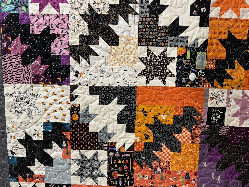 Night Flight ~ BasicGrey Quilt Pattern ~ Halloween bats stars pieced Basic Grey