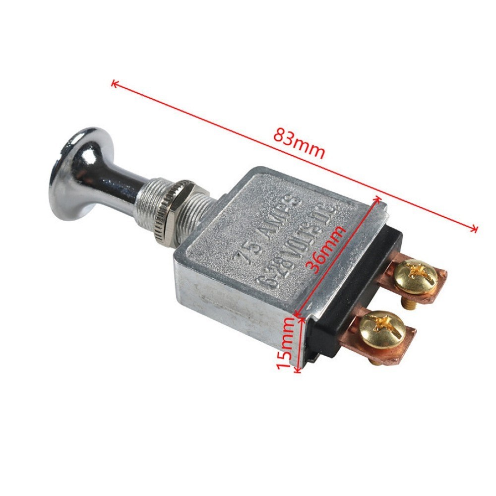 2PCS Push Pull Switch 75 Amp 628V DC SPST 2 Position with Chrome Plated Knob