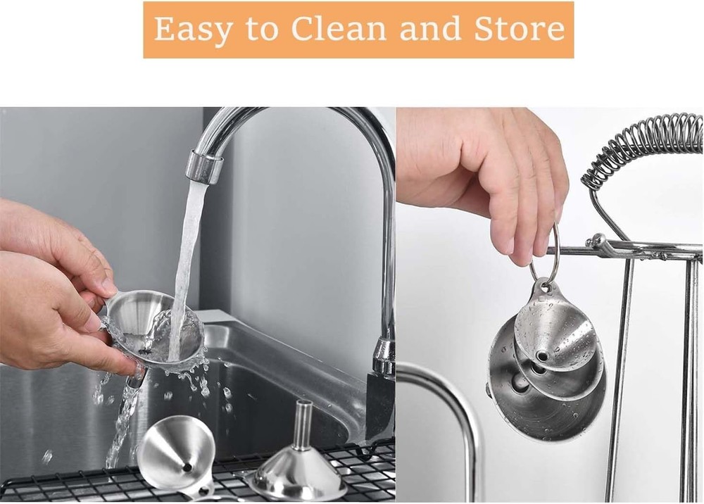 Large, Medium & Small Stainless Steel Funnels - Durable Kitchen Essential Set