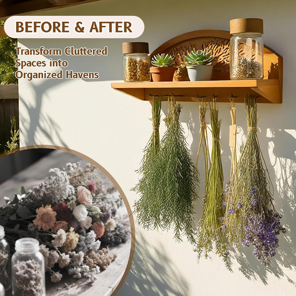 Hanging Herb Drying Rack - Artistic Life Tree Design. Space-Saving Kitchen Flowe