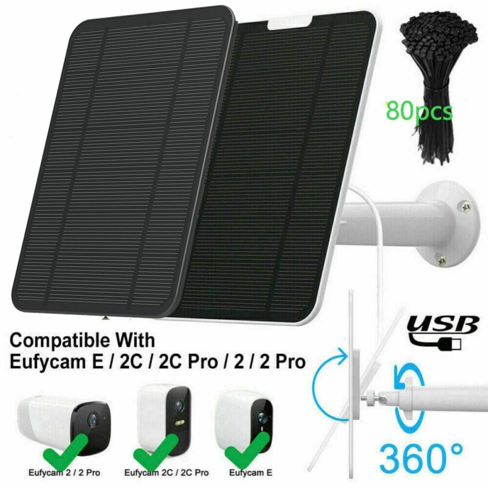 4W Solar Panel Charger For eufy eufyCam Cam 2/2 Pro/2C/2C Pro/E Security Camera