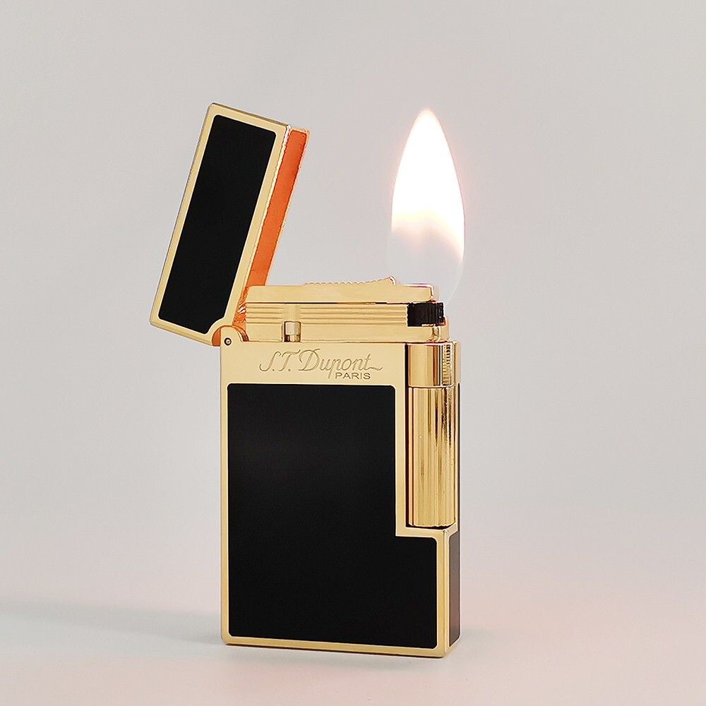 S.T. DP Double Flame Butane Lighters Black Lacquer for Smoking Cigarette Gift