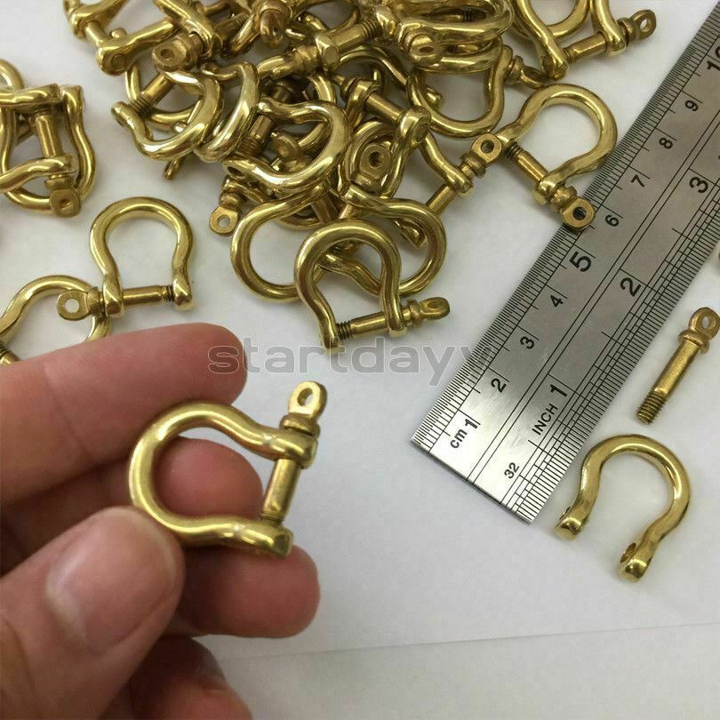 7mm Solid Brass Bow Shackle Joint Connect D Ring Key Chain Fastener Clip Lot