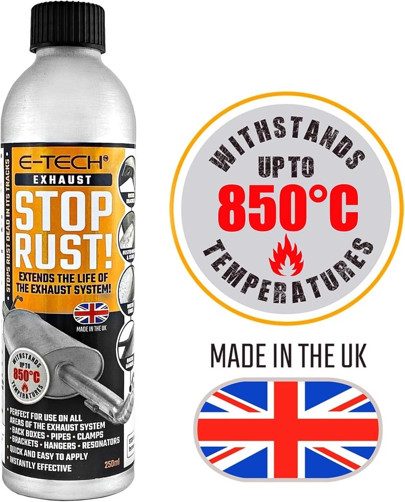2x E-Tech Stop Rust Treatment Exhaust System 250ml Car Rust Protection ER00188+C