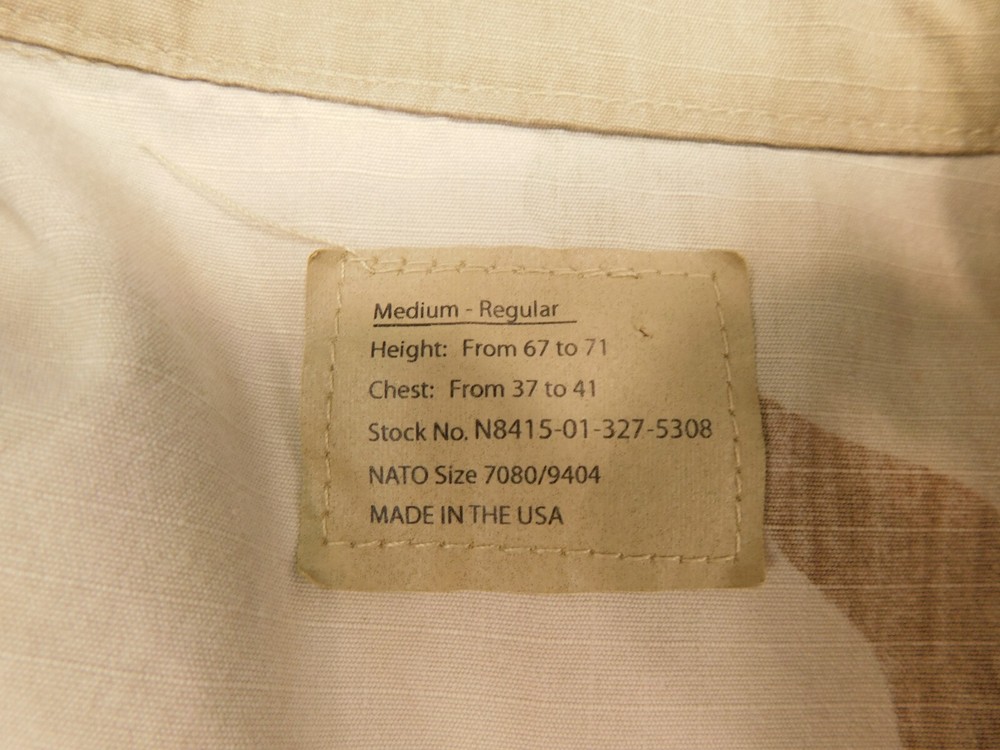 US Air Force DCU Combat Coat Medium Desert Storm CENTAF Ripstop N/C Camo Uniform