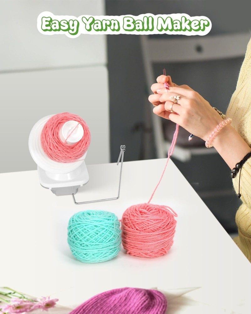 Light-Grey Yarn Winder for Crocheting - Hand-Cranked Ball Light Grey