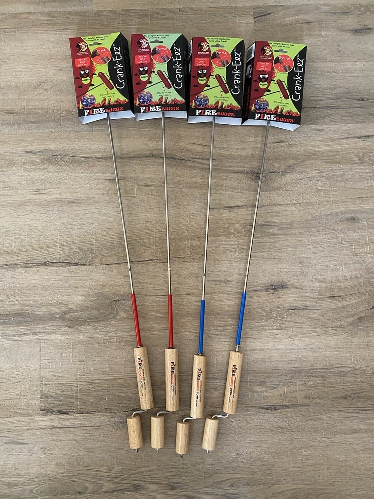 Fire Buggz Crank Eez Rotating Marshmallows Hot dog Roaster 4 Poles New
