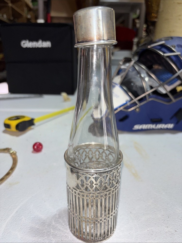 sterling silver overlay glass Bottle
