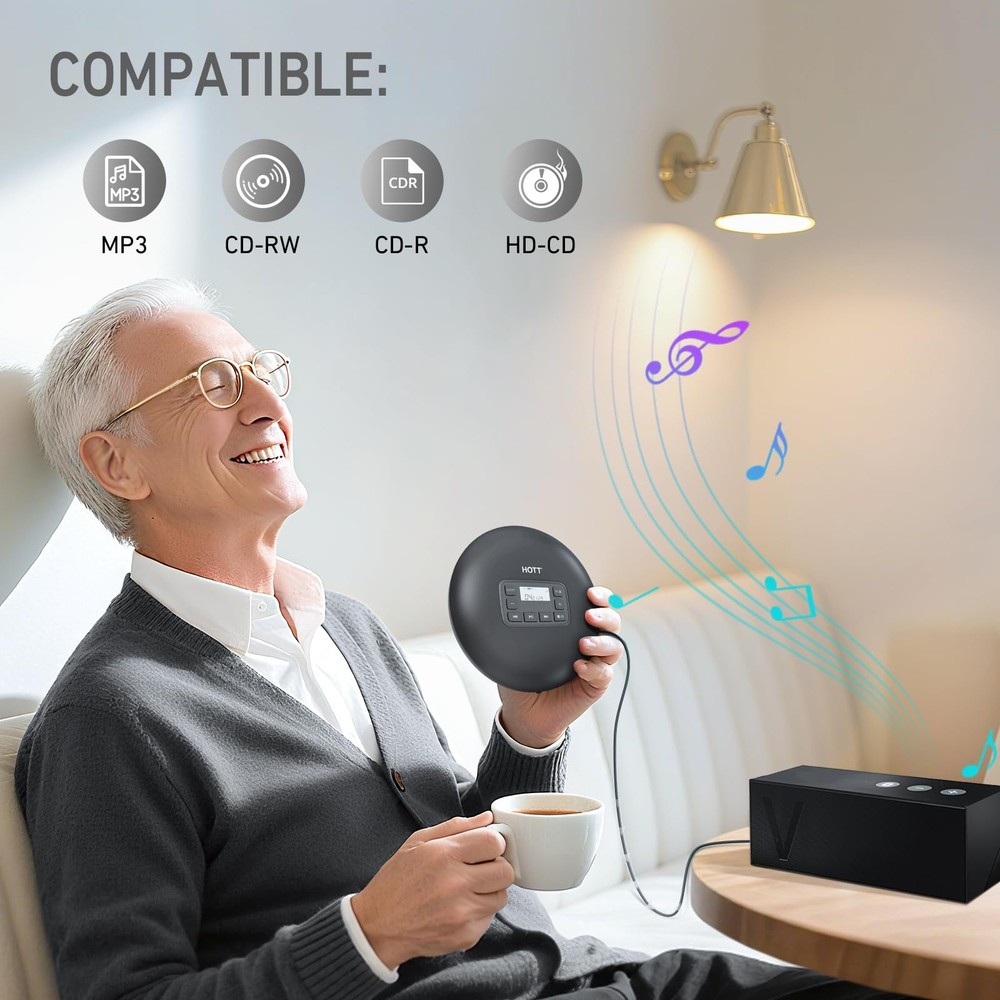 C204 Basic Portable CD Player with Anti-Skip Protection - AA Battery Powered,...