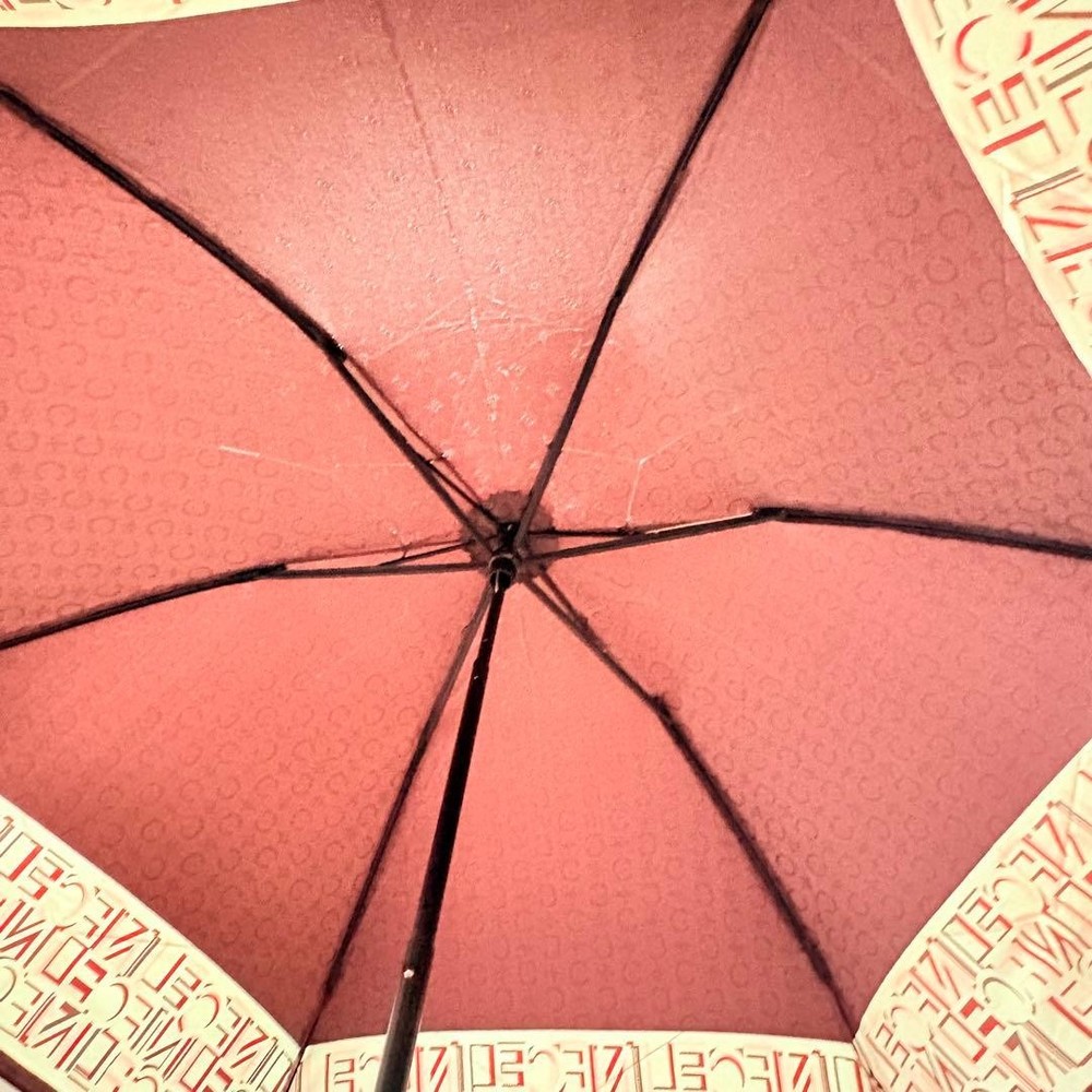 CELINE C Makadam Pattern Umbrella Folding Brown Sun Rain Ready To Use