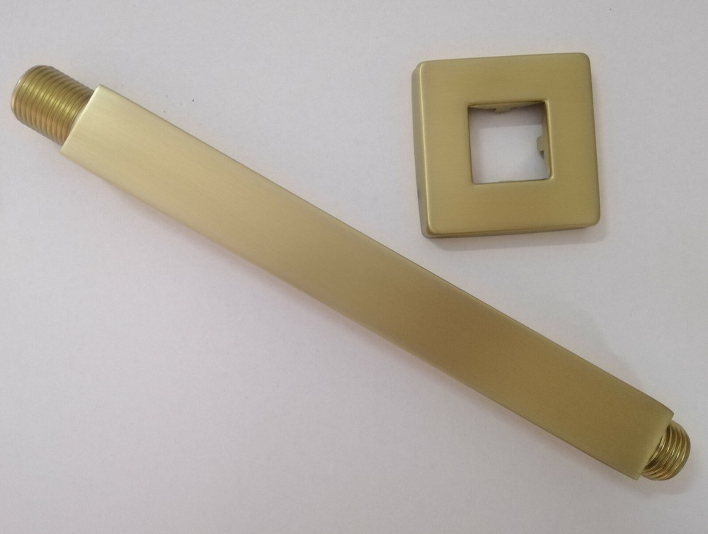 8" Ceiling Mounted Shower Arm Brass Bath Square G1/2" Fixed Pipe Brushed Gold