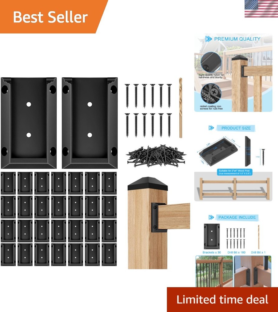 30PCS Deck Railing Bracket Connectors for 2x4 Railing Wood Post, Railing Post...