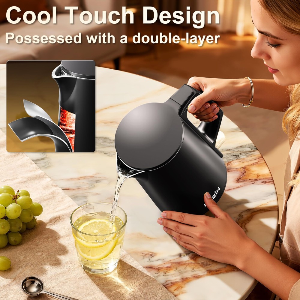 0.8L Electric Kettle, Small Electric Kettle with Double Wall Construction, 30...