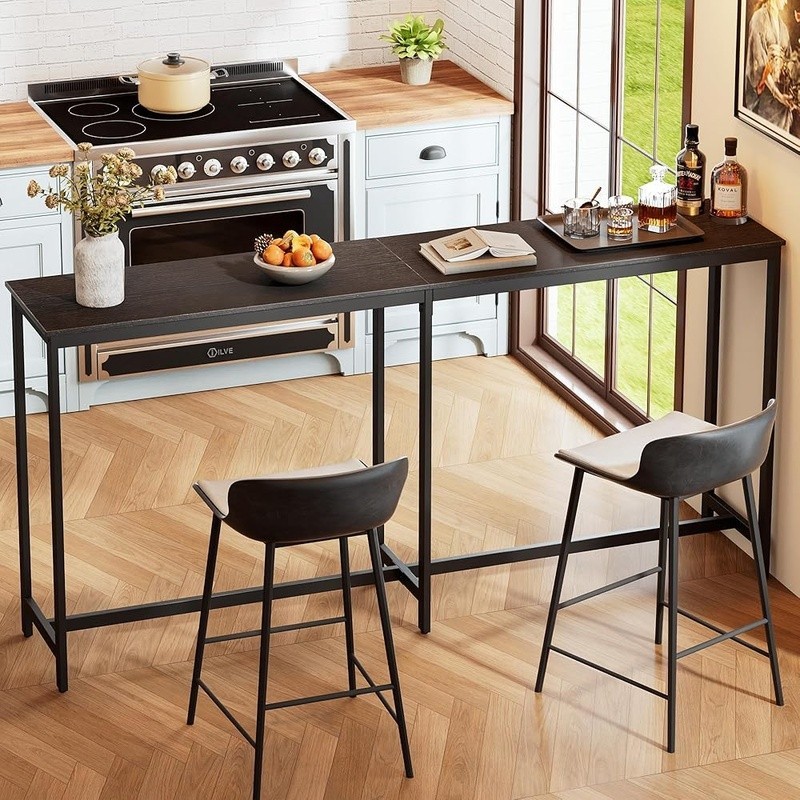 Narrow Space Saving Bar Table Metal Frame Kitchen Dining Breakfast Pub Table New