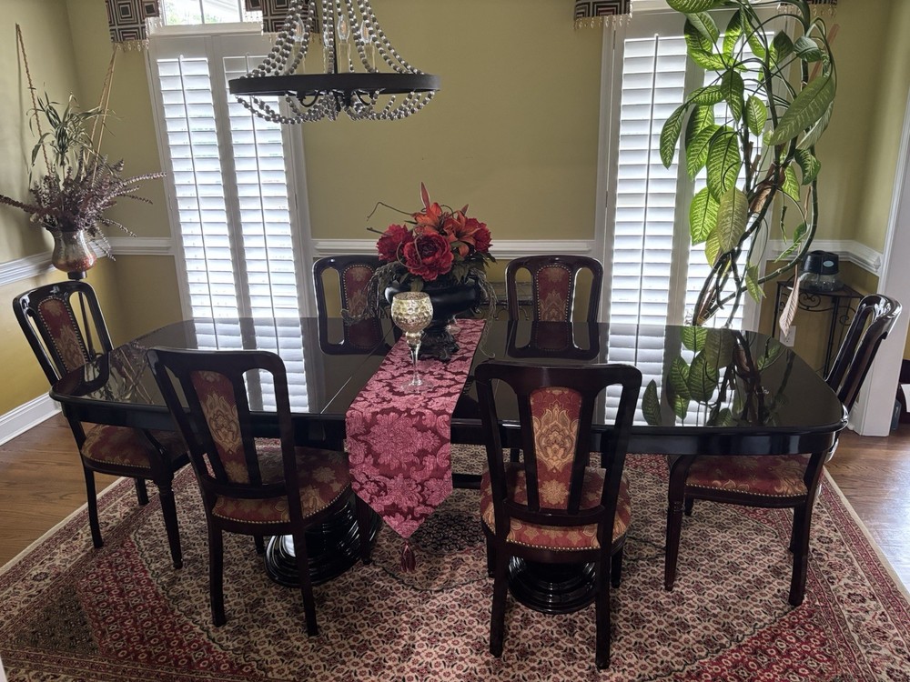 Italian Cherry Oak Dining Table with 6 Chairs