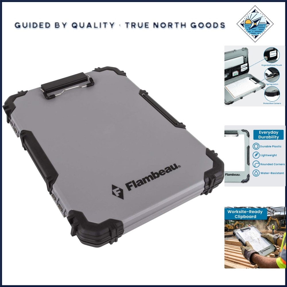 Ergonomic Document Clipboard with Internal Organizational Pouch for Easy Carry