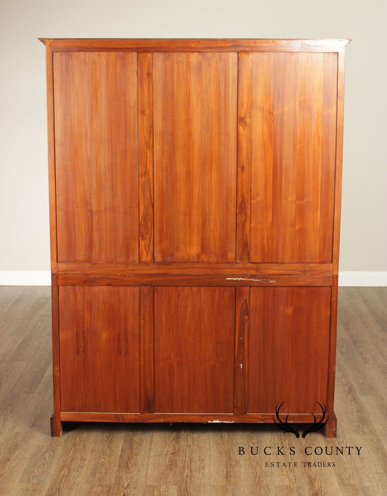 Rustic Hardwood Sliding Door Bookcase Cabinet