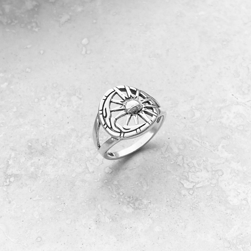 Sterling Silver Moon and Sun Ring, Statement Ring, Silver Rings, Celestial Ring
