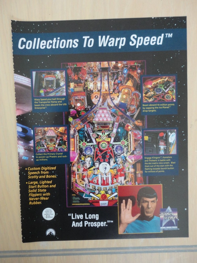 Star Trek Pinball Machine 2 Page Original Magazine Pull Out Advertisement