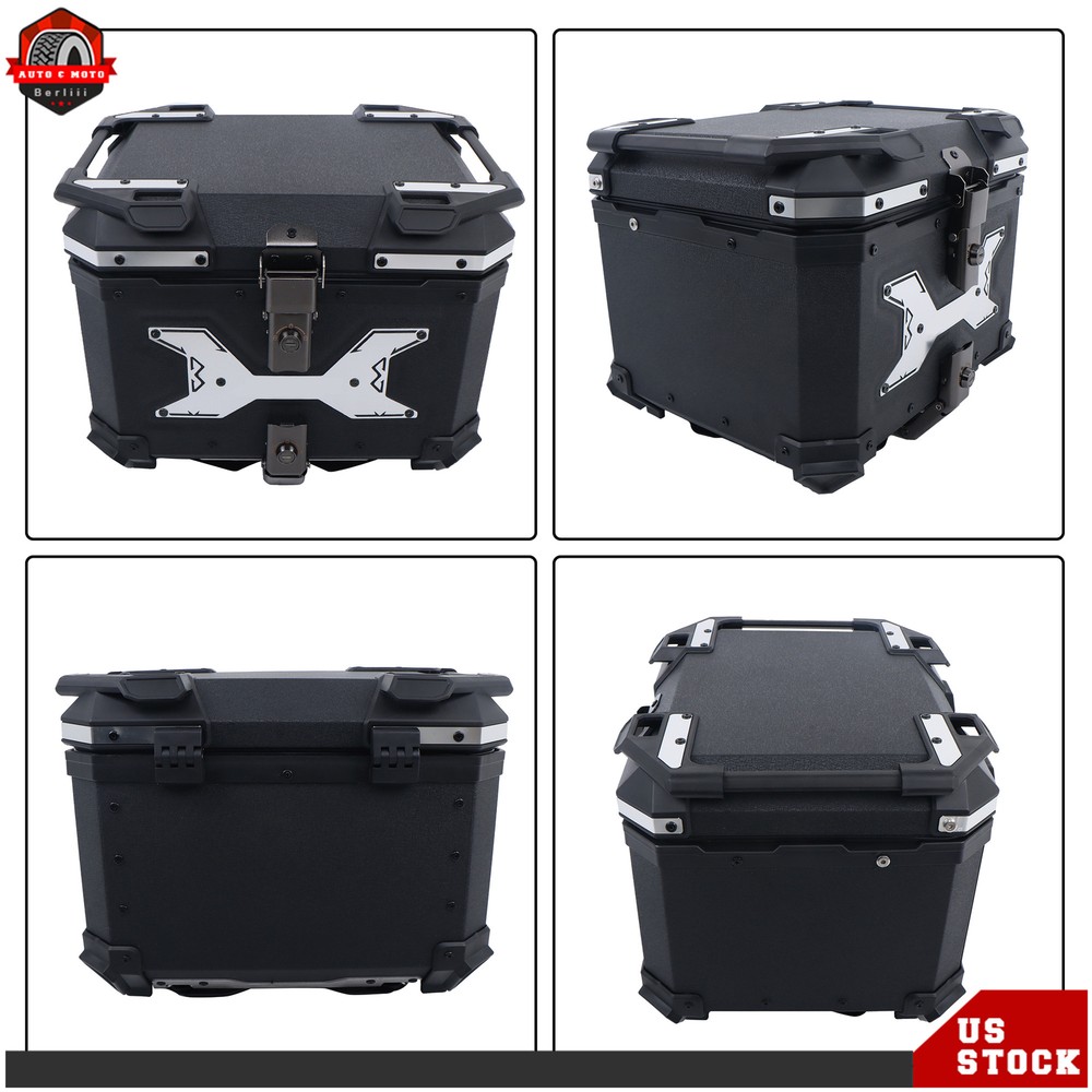 Motorcycle Top Case Tail Box with Backrest and Mounting Plate Waterproof 45L