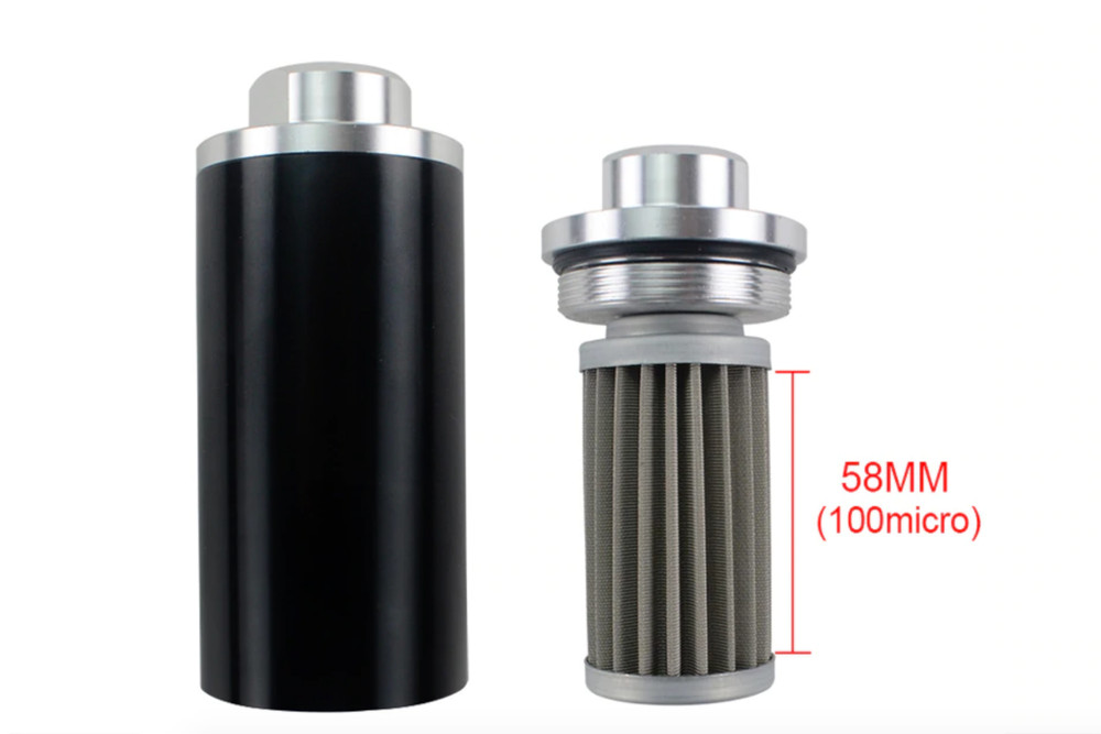 High Flow Inline Fuel Filter 100 Micron Cleanable 6AN 8AN 10AN Adapter Universal