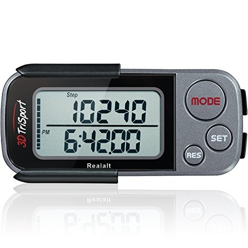 3D Walking Pedometer with Clip & Strap - Accurate Step Counter, 30-Day Memory, L