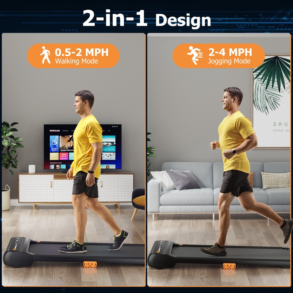 Under Desk Treadmill 12 Preset Programs w/ Watch-Like Remote Control & LED Panel