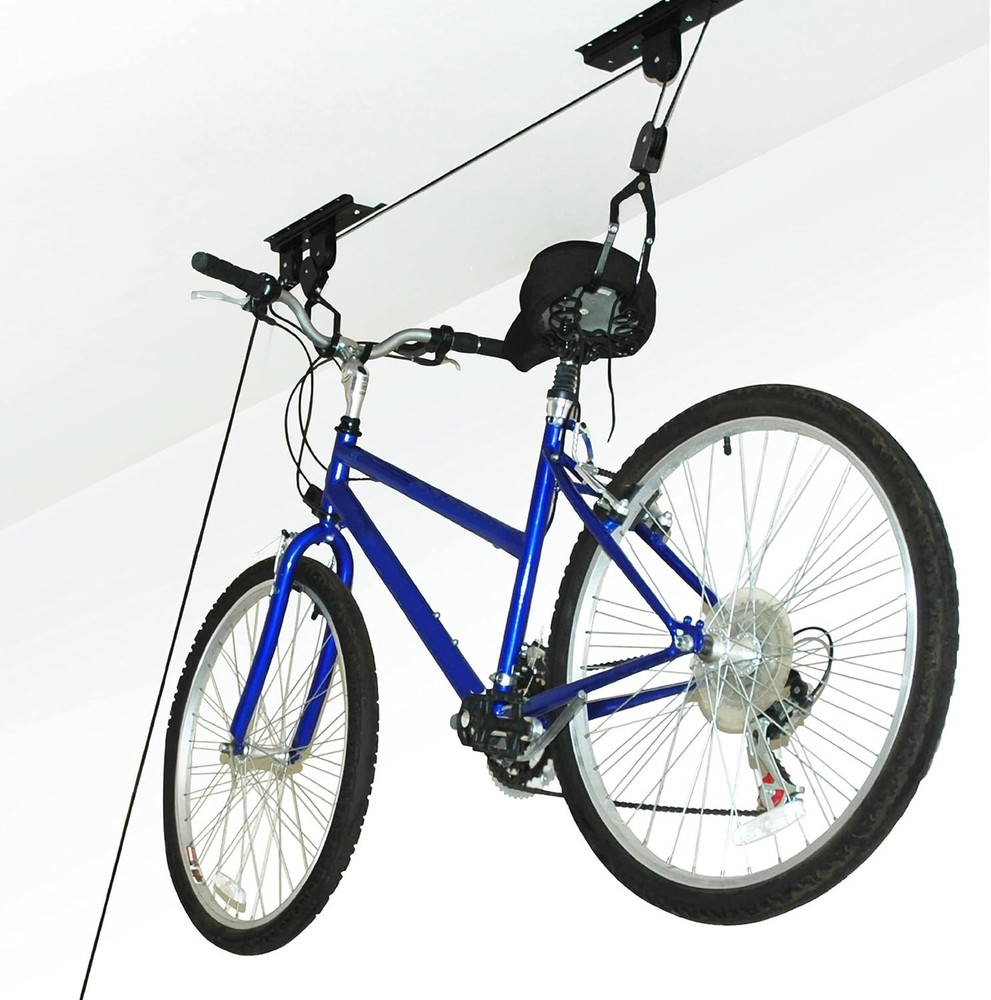 Effortless Ceiling Storage for Bikes & Ladders - 100lb Capacity Hoist System