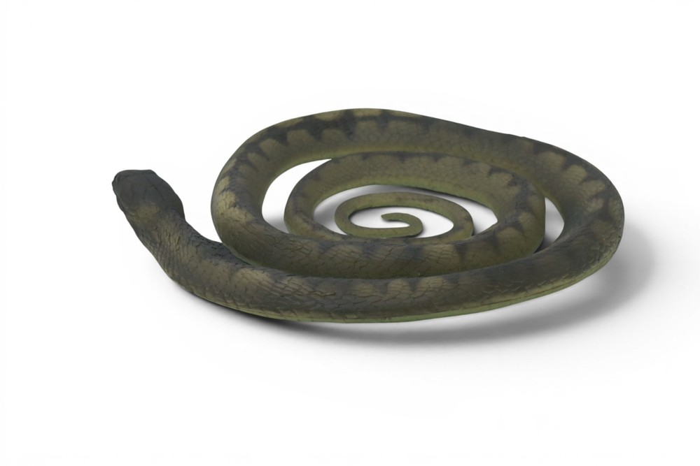 Python Snake, Hand Painted Hard Rubber, Realistic Reptile, Realistic Toy 72 Inch