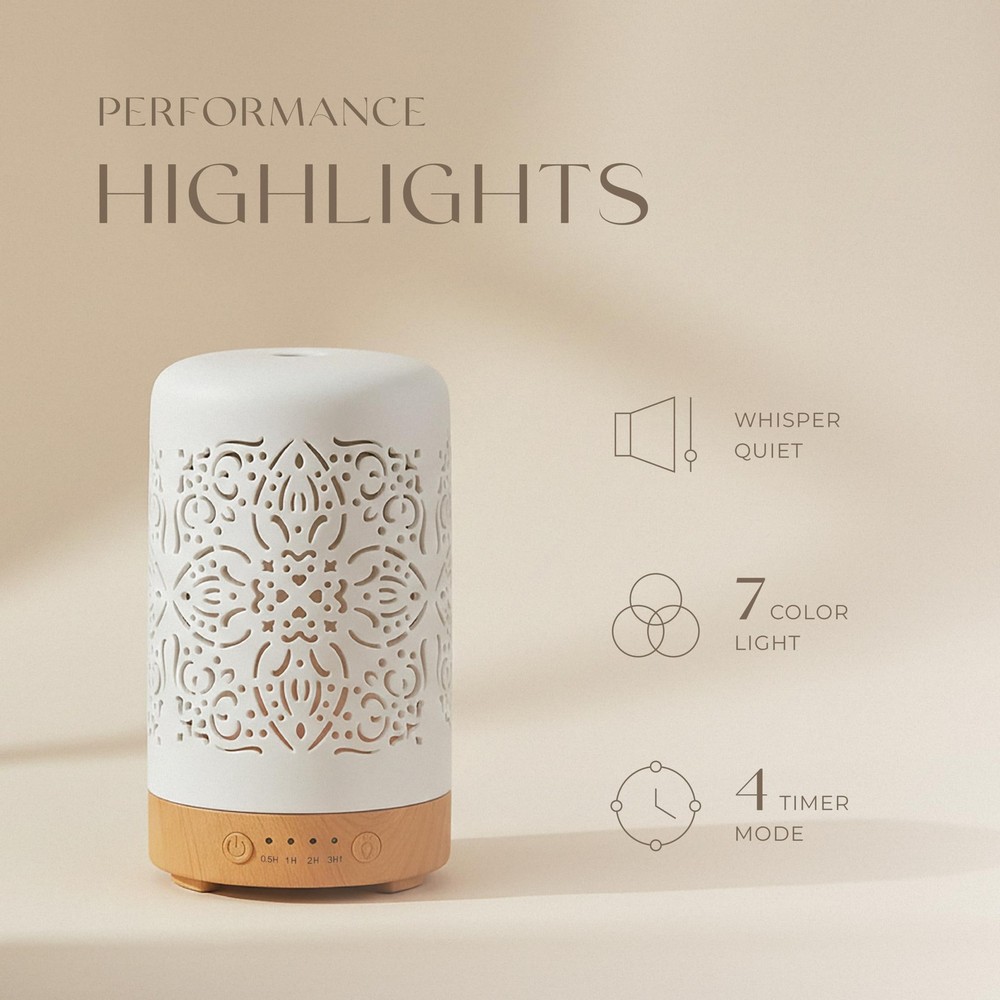 Earnest Living Essential Oil Diffuser White Ceramic Elegance 100ml