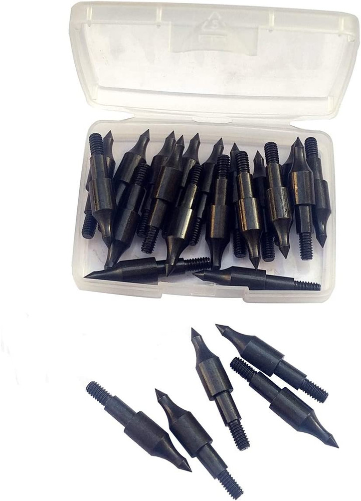 24 Pcs Steel 100 Grain Archery Arrow Field Points Field Tips - Practice Target &