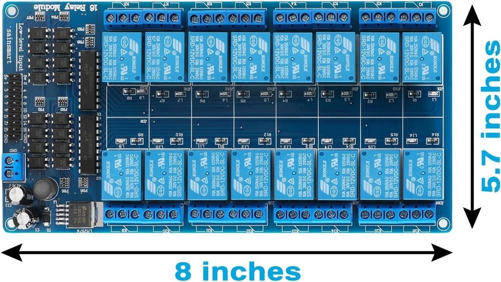 Automated 16-Channel Relay Board - 12V High-Current Solution for DIY Projects