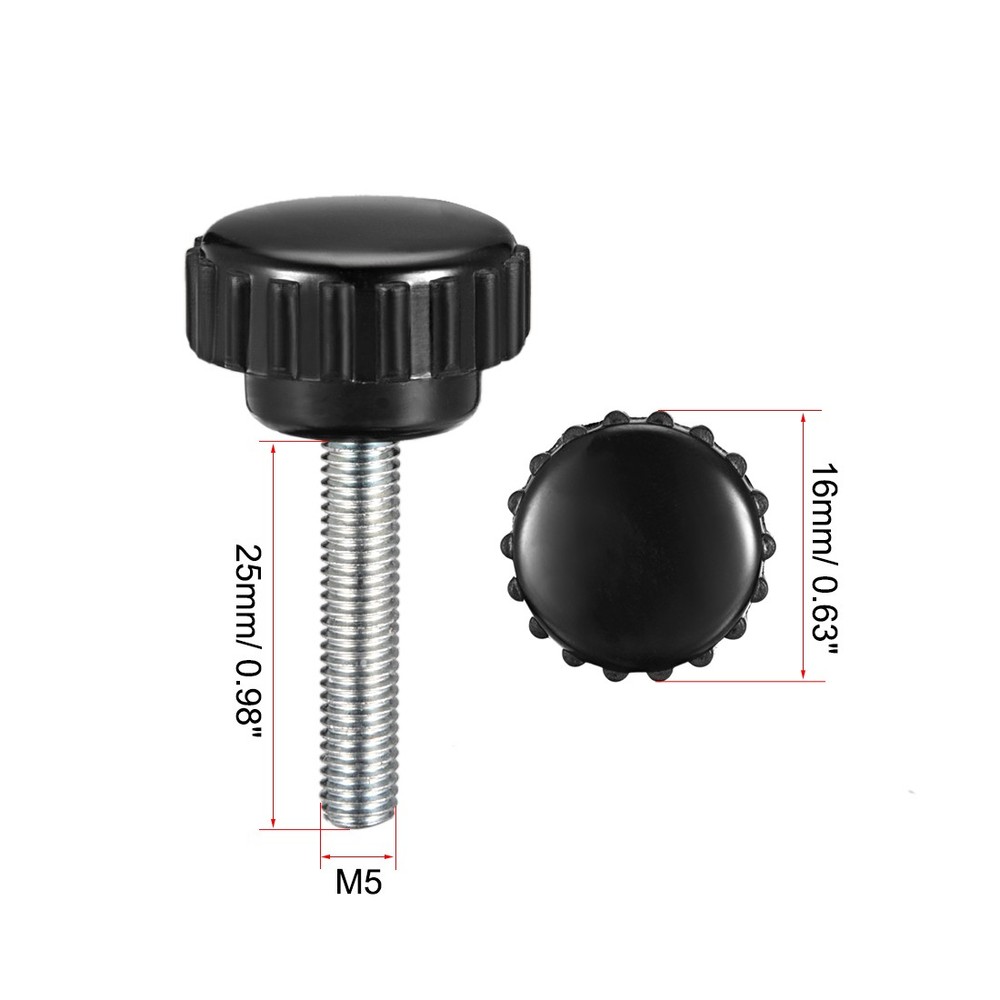M5 x 25mm male thread knurled locking knobs 3 pcs