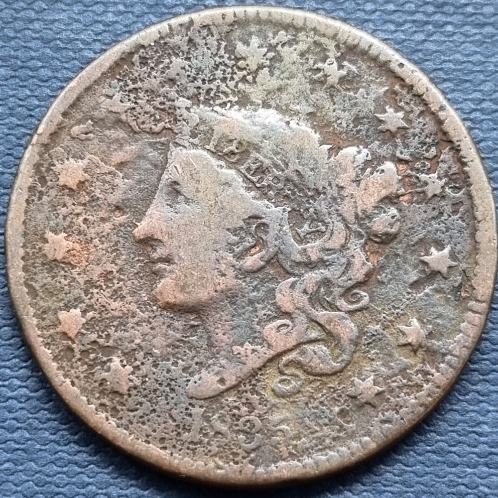 1835 Coronet Head Large Cent 1c Circulated Details #76822