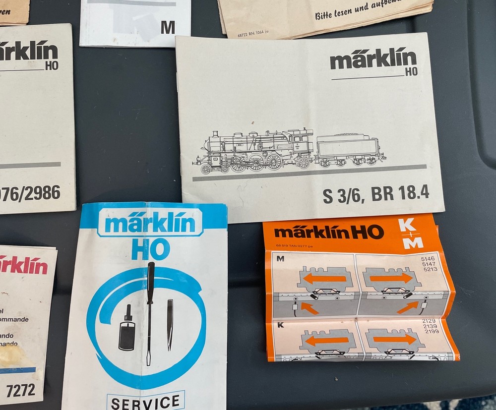 Various Marklin instruction sheets Vintage (9 pieces)