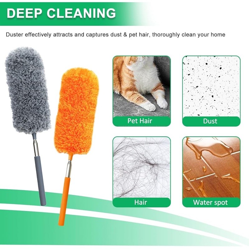 Extendable Microfiber Duster Washable Bendable Handheld Dust Cleaner 4 Pack New
