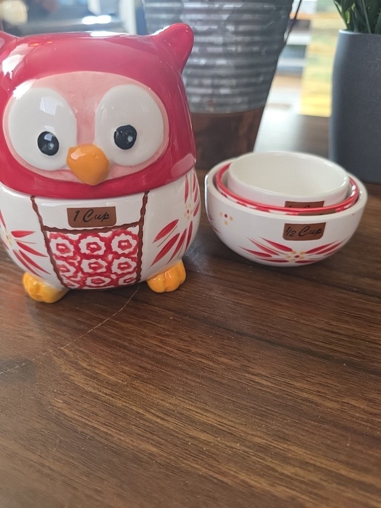 TEMPTATIONS OWL NESTING STACKING MEASURING CUPS 1/4,1/3,1/2,1 CUP