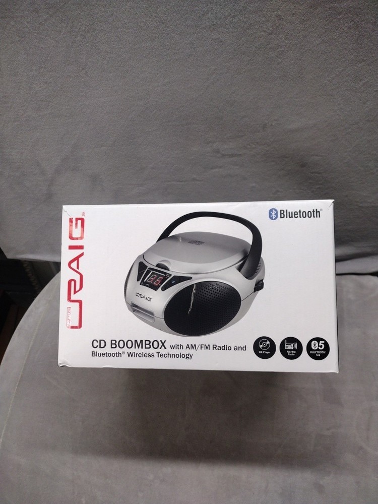 Craig Portable Top-Loading CD Boombox with AM/FM with Bluetooth Technology