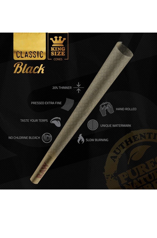 RAW black KING size pre rolled cone + Raw Three Tree Cone Case