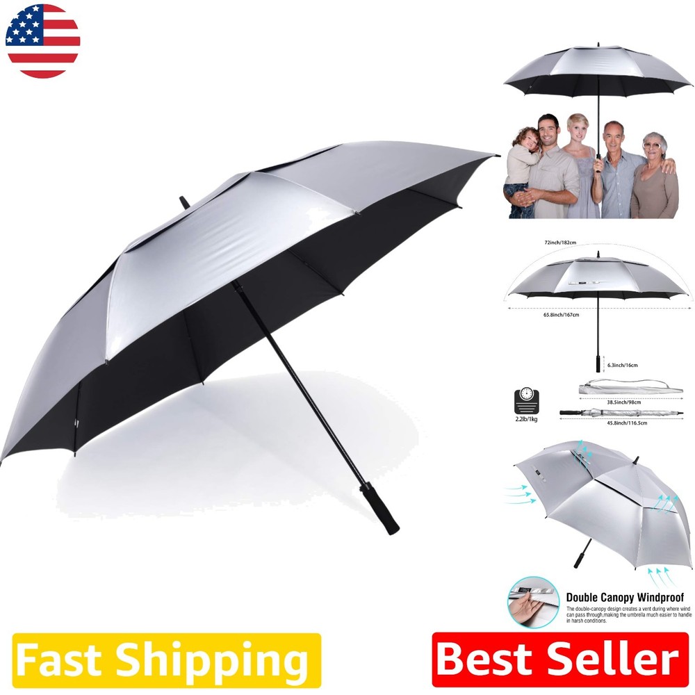 Oversized 72" Golf Umbrella, Auto Open, UPF 50+ UV Protection, Windproof Design