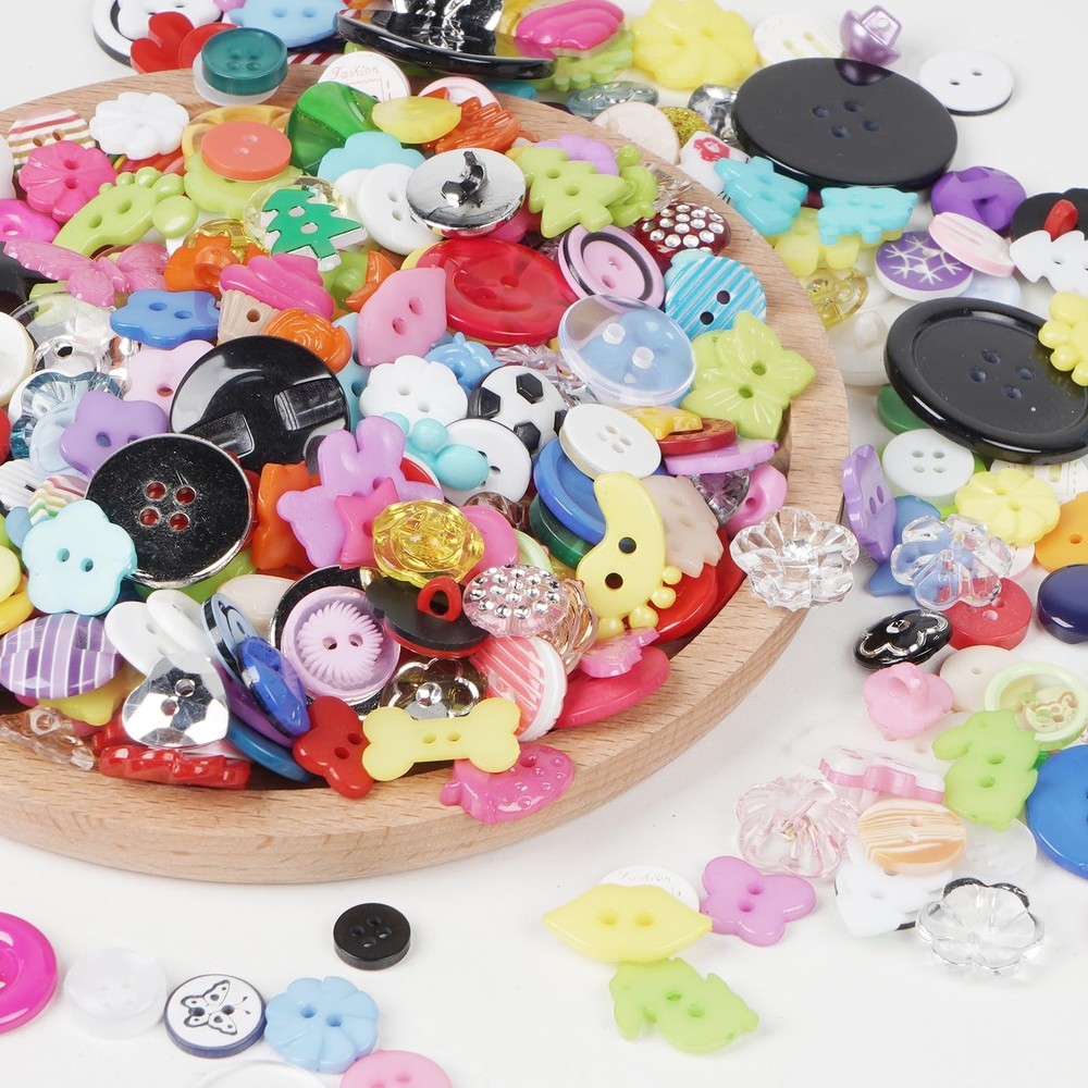 Chenkou Craft Random 100pcs Small Plastic Buttons DIY Sewing Craft Accessory ...