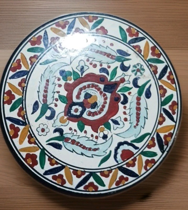Rhodes Pottery Round Tile Greece Original Terracotta Handpainted Signed