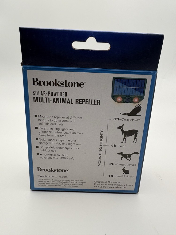 Brookstone Solar Powered Multi Animal Repeller Ultrasonic Wall Mount Pest