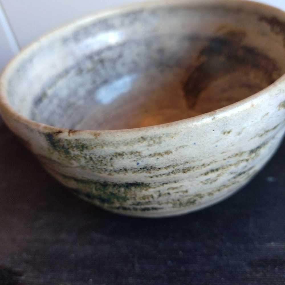 Tea Utensils Repreduction Kyoto white ceramic with and green pattern