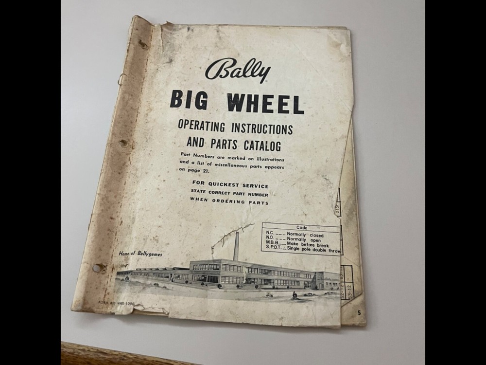Bally Big Wheel Bingo Manual