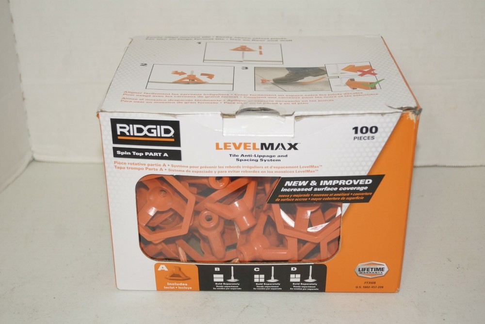 RIDGID LevelMax Tile Anti-Lippage Spacing System Plastic Orange 100-Piece