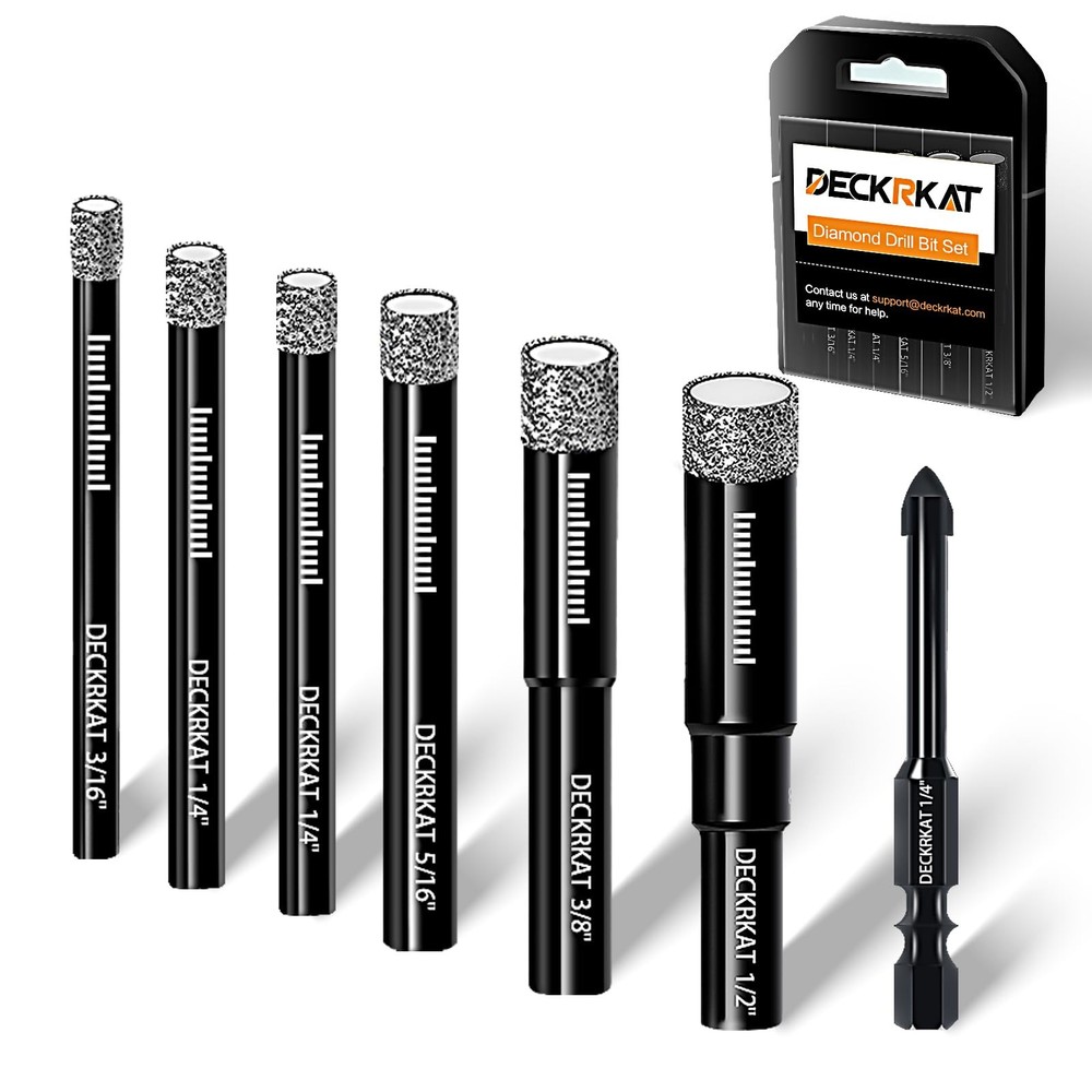 DECKRKAT 7-Piece Dry Diamond Drill Bits & 7 Pack (with Carbide)