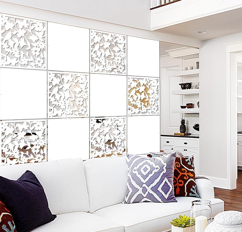 Hanging Room Divider Panel, 12 Pieces White Screen Panels Solid Board Cut Roo...